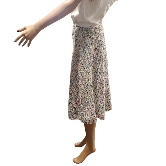 Worthington Sz 4 Pastel Tweed Midi Skirt Size 4 Lined Back Zip Easter Spring - Picture 2 of 11